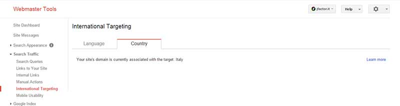 Impostare l'International Targeting con Google Webmaster Tool